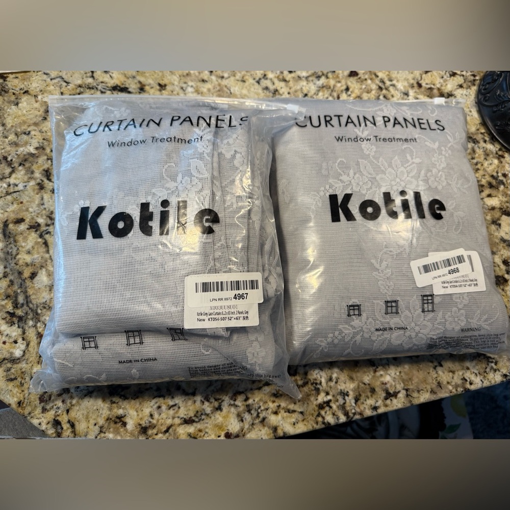 Kotile Gray Lace Curtain Panels 52x63”